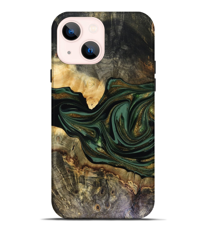 iPhone 14 Plus Wood Live Edge Phone Case - Nixon (Green, 816155)
