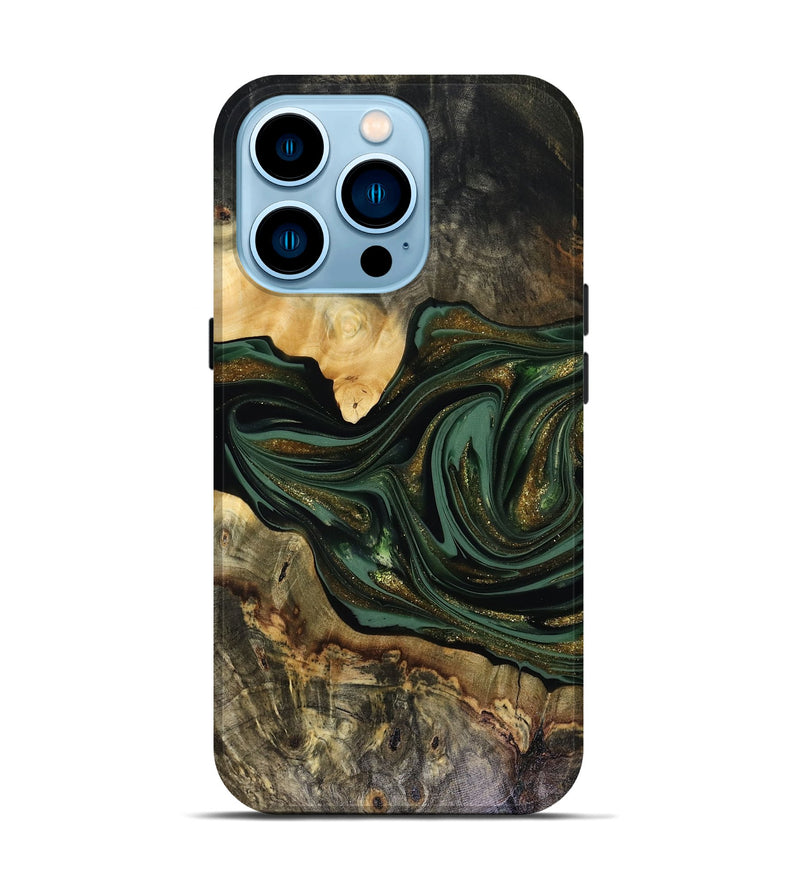 iPhone 14 Pro Wood Live Edge Phone Case - Nixon (Green, 816155)