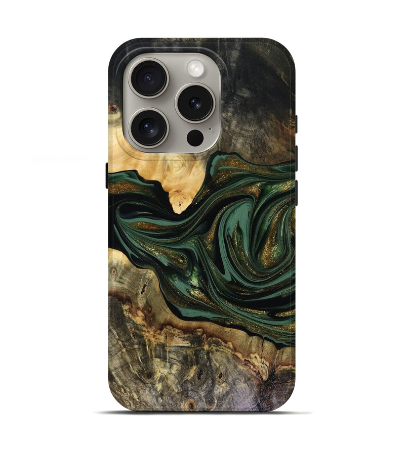 iPhone 16 Pro Wood Live Edge Phone Case - Nixon (Green, 816155)