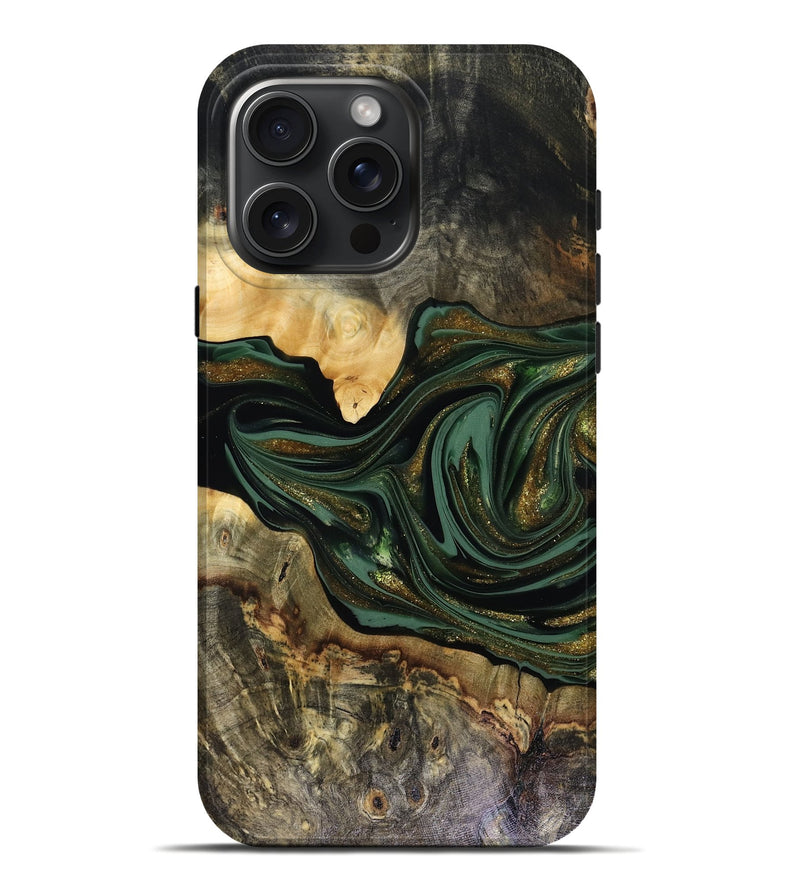 iPhone 16 Pro Max Wood Live Edge Phone Case - Nixon (Green, 816155)