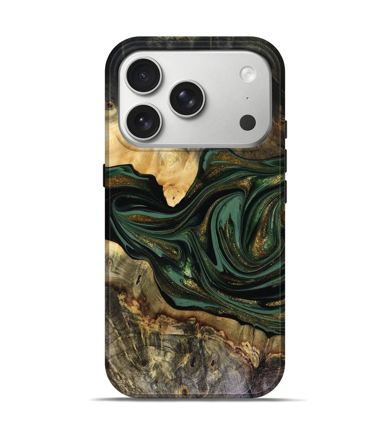 iPhone 17 Pro Wood Live Edge Phone Case - Nixon (Green, 816155)