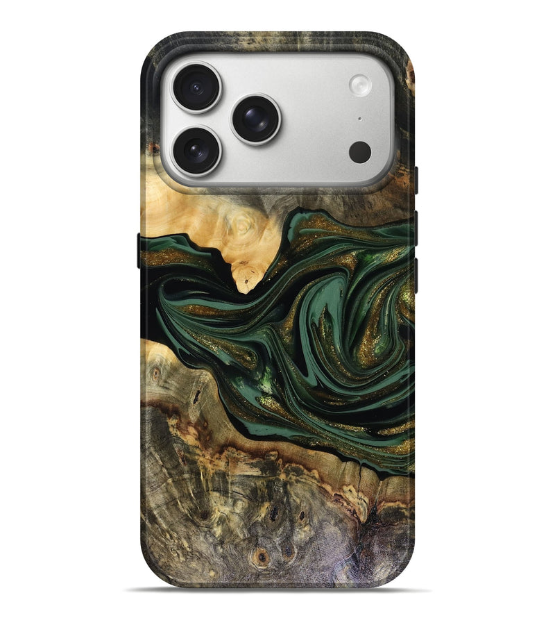 iPhone 17 Pro Max Wood Live Edge Phone Case - Nixon (Green, 816155)