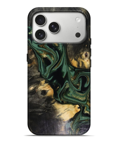 iPhone 17 Pro Max Wood Live Edge Phone Case - Ettie (Green, 816156)