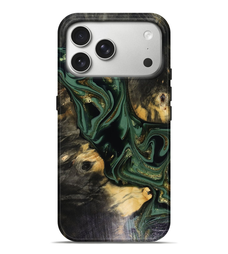 iPhone 17 Pro Max Wood Live Edge Phone Case - Ettie (Green, 816156)
