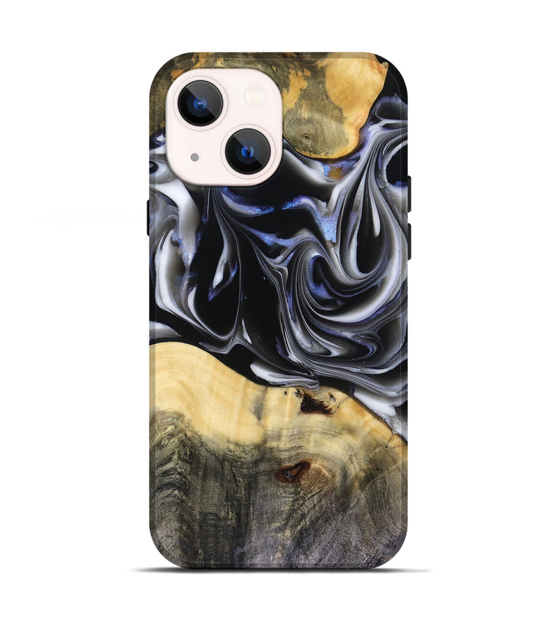 iPhone 13 Wood Live Edge Phone Case - Orpha (Black & White, 816165)