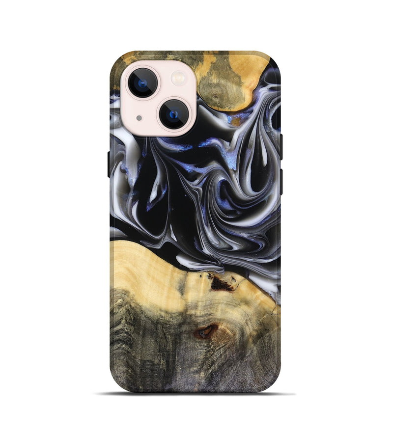 iPhone 13 mini Wood Live Edge Phone Case - Orpha (Black & White, 816165)