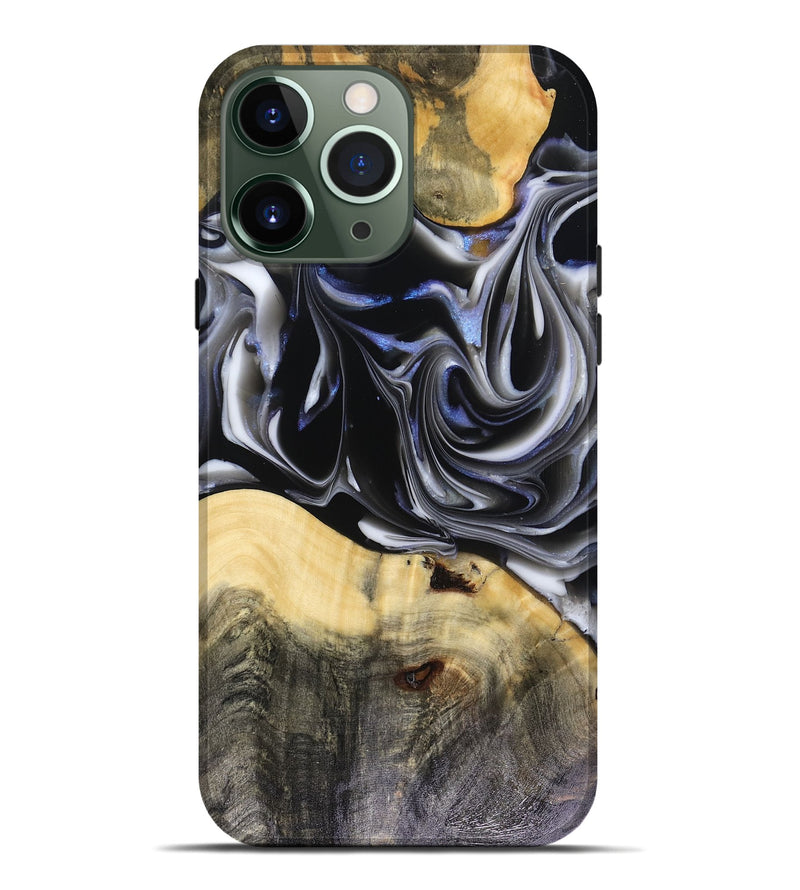 iPhone 13 Pro Max Wood Live Edge Phone Case - Orpha (Black & White, 816165)