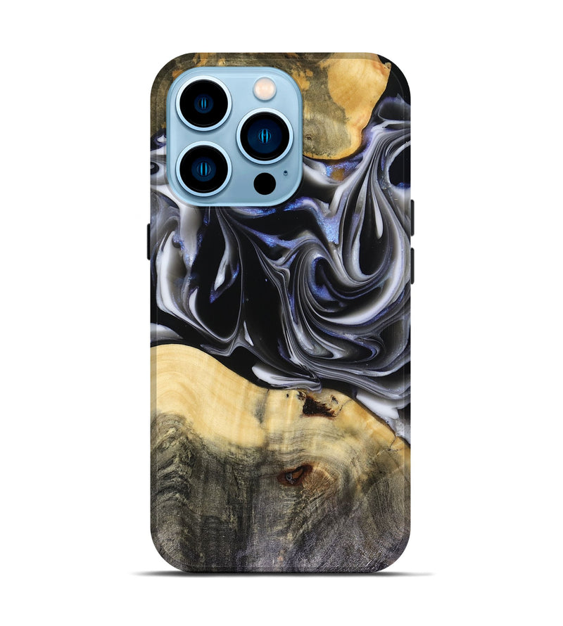 iPhone 14 Pro Wood Live Edge Phone Case - Orpha (Black & White, 816165)