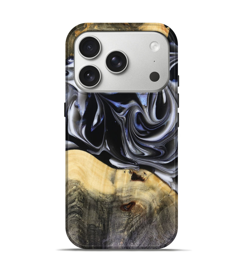 iPhone 17 Pro Wood Live Edge Phone Case - Orpha (Black & White, 816165)