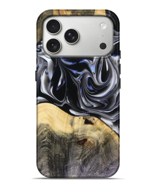iPhone 17 Pro Max Wood Live Edge Phone Case - Orpha (Black & White, 816165)