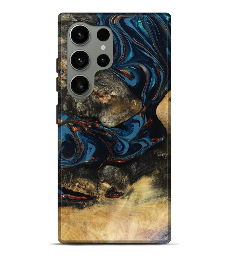 Galaxy S24 Ultra Wood Live Edge Phone Case - Durward (Teal & Gold, 816166)