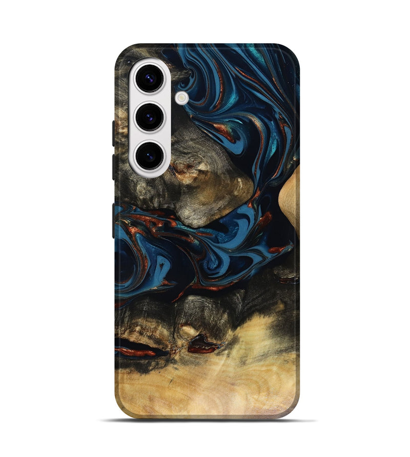 Galaxy S25 Wood Live Edge Phone Case - Durward (Teal & Gold, 816166)