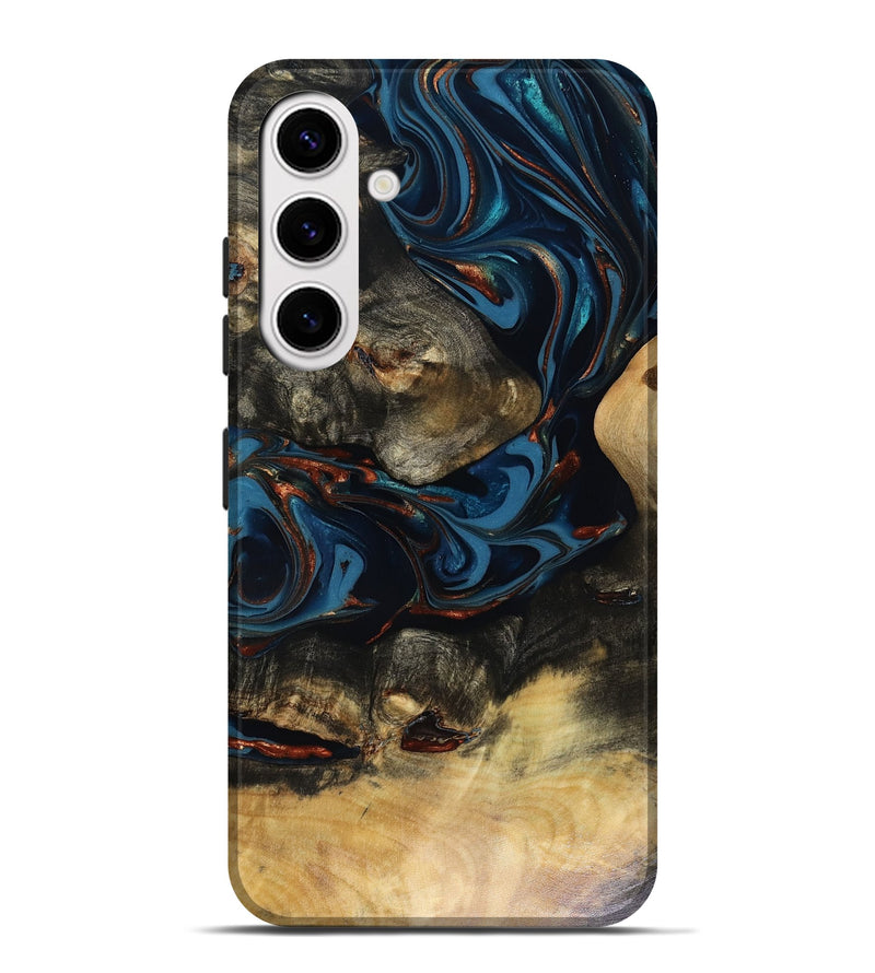 Galaxy S25 Plus Wood Live Edge Phone Case - Durward (Teal & Gold, 816166)
