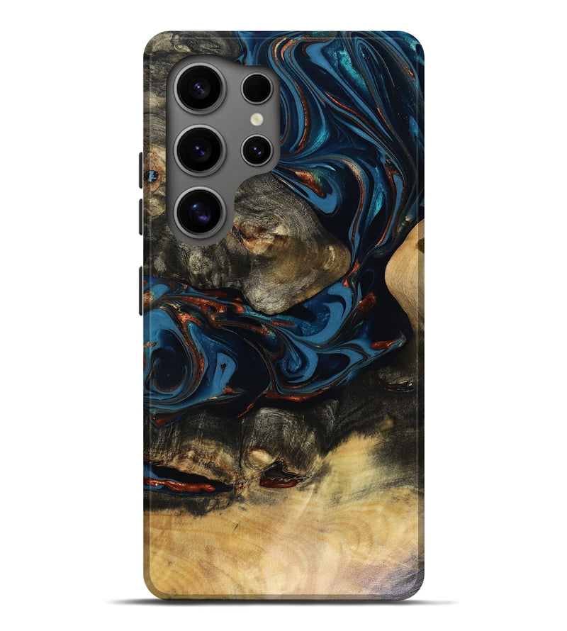 Galaxy S25 Ultra Wood Live Edge Phone Case - Durward (Teal & Gold, 816166)