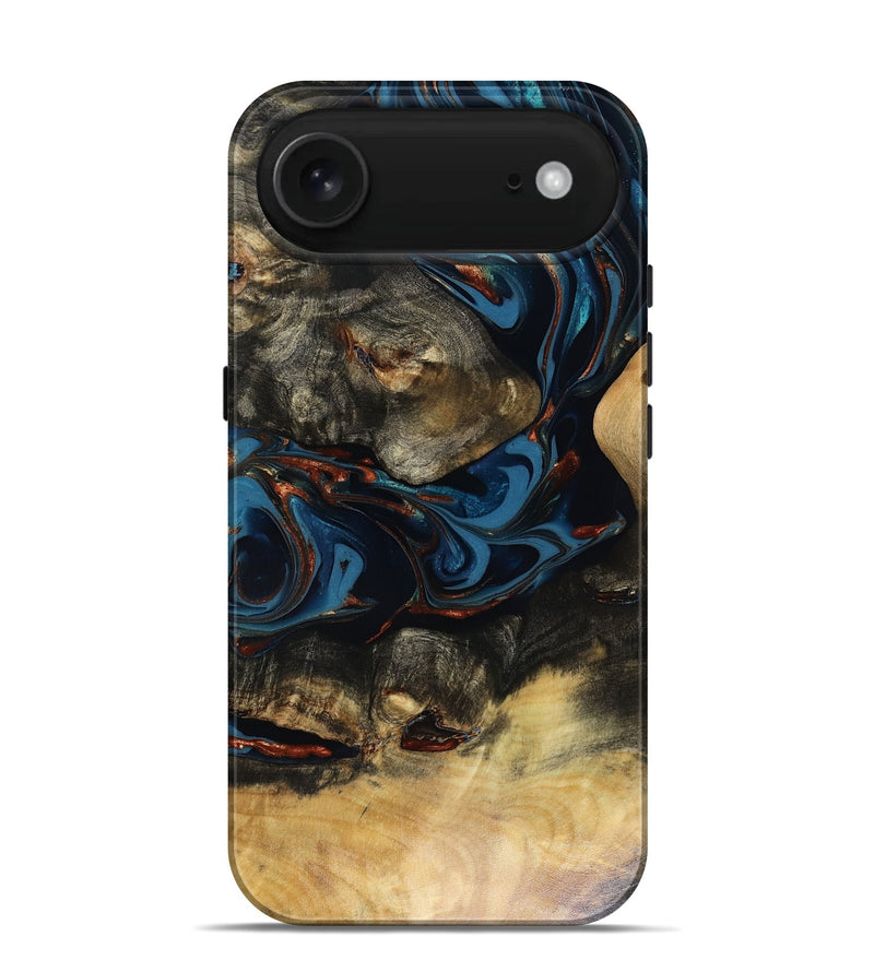 iPhone 17 Air Wood Live Edge Phone Case - Durward (Teal & Gold, 816166)
