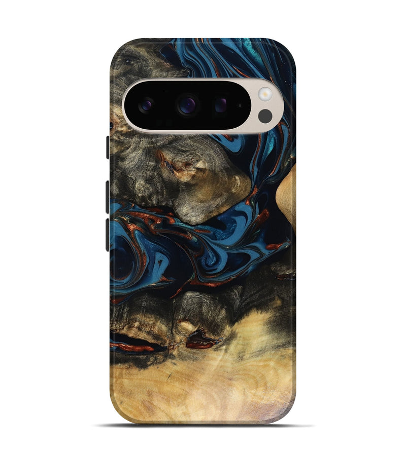 Pixel 10 Pro Wood Live Edge Phone Case - Durward (Teal & Gold, 816166)