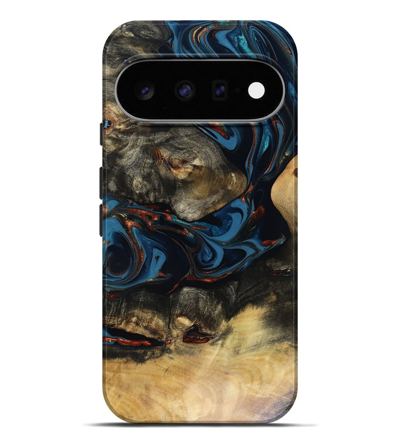 Pixel 11 Pro XL Wood Live Edge Phone Case - Durward (Teal & Gold, 816166)