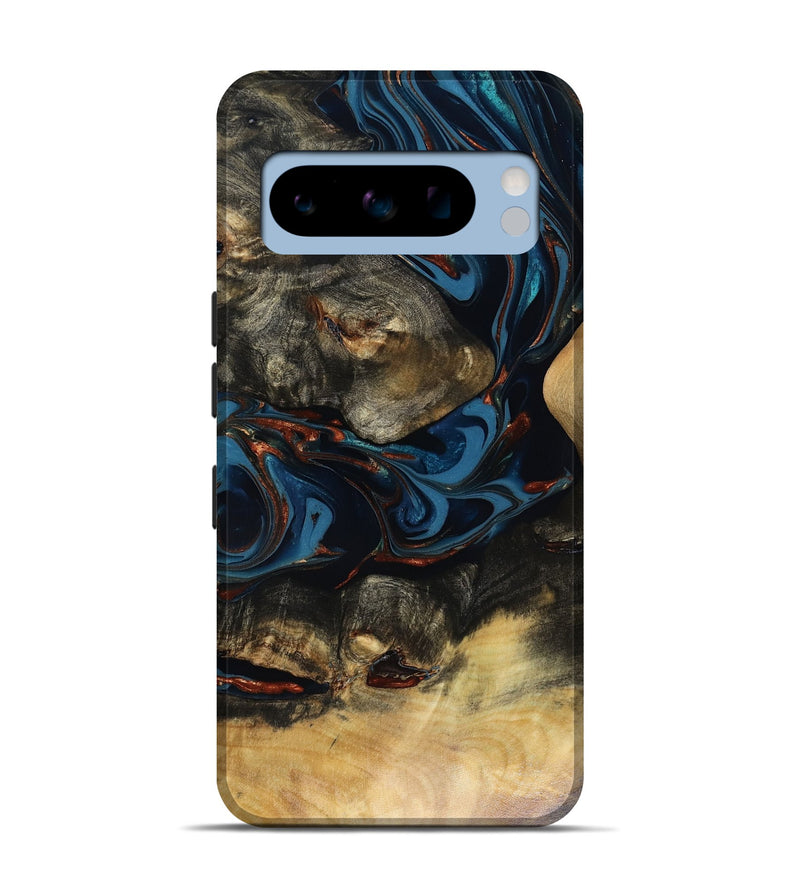 Pixel 8 Pro Wood Live Edge Phone Case - Durward (Teal & Gold, 816166)