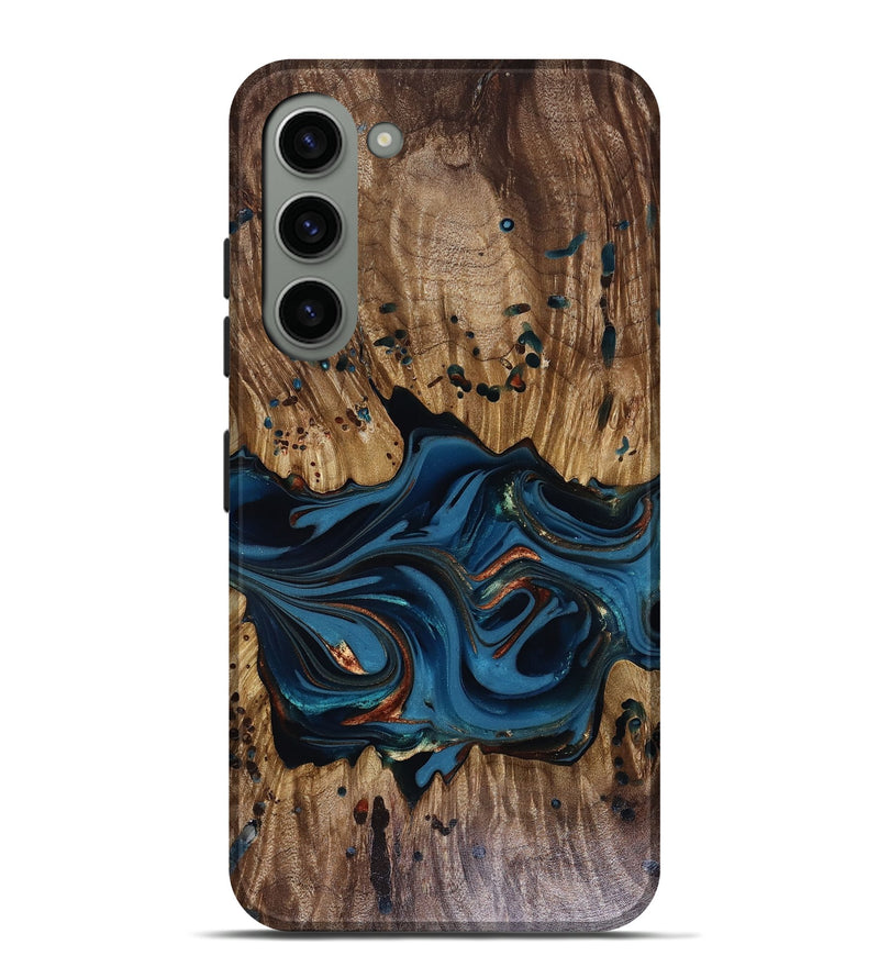 Galaxy S23 Plus Wood Live Edge Phone Case - Jalynn (Teal & Gold, 816167)