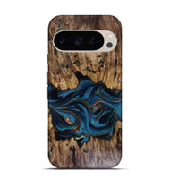 Pixel 9 Wood Live Edge Phone Case - Jalynn (Teal & Gold, 816167)