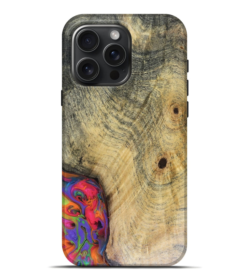 iPhone 16 Pro Max Wood Live Edge Phone Case - Aries (Neon, 816244)