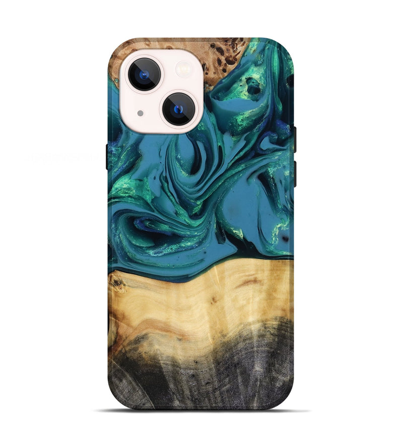 iPhone 13 Wood Live Edge Phone Case - Katlynn (Green, 816249)