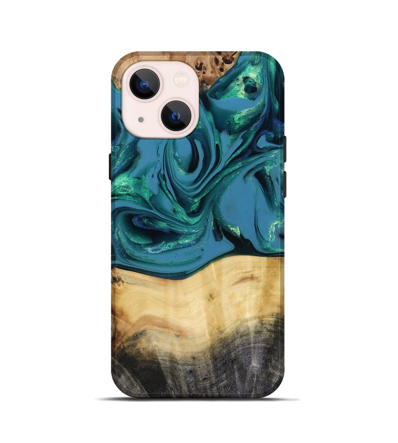 iPhone 13 mini Wood Live Edge Phone Case - Katlynn (Green, 816249)
