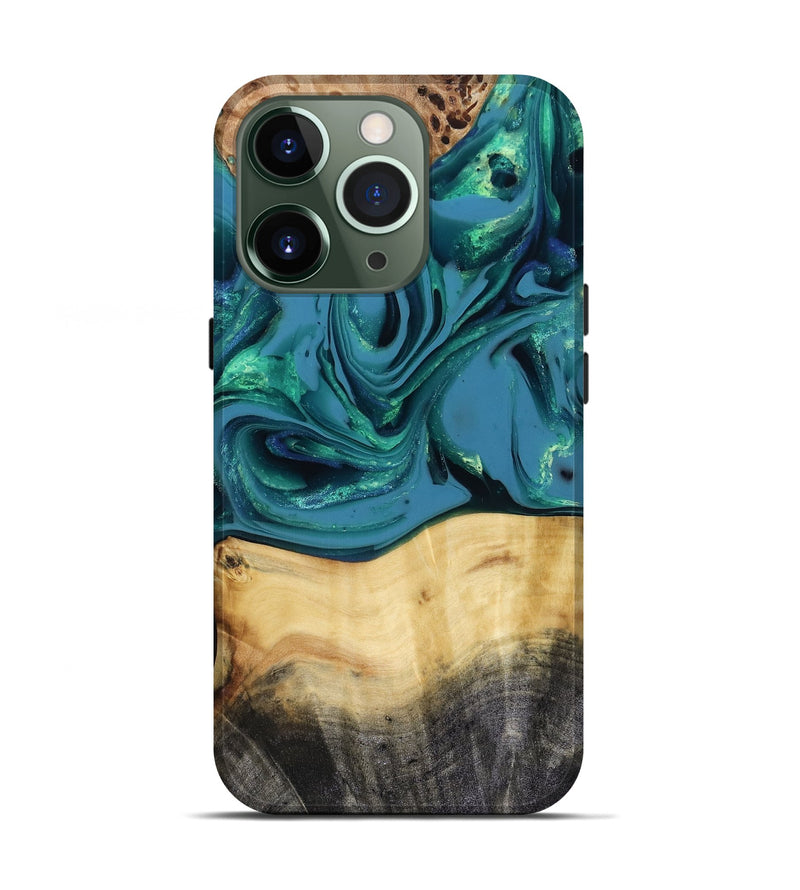 iPhone 13 Pro Wood Live Edge Phone Case - Katlynn (Green, 816249)