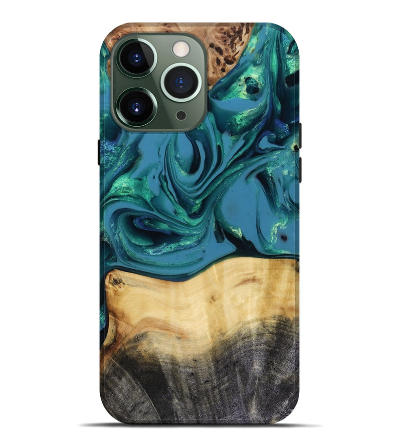 iPhone 13 Pro Max Wood Live Edge Phone Case - Katlynn (Green, 816249)