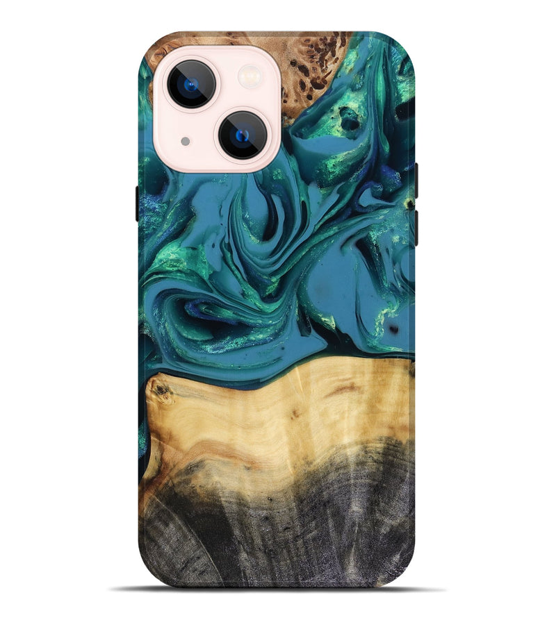 iPhone 14 Plus Wood Live Edge Phone Case - Katlynn (Green, 816249)