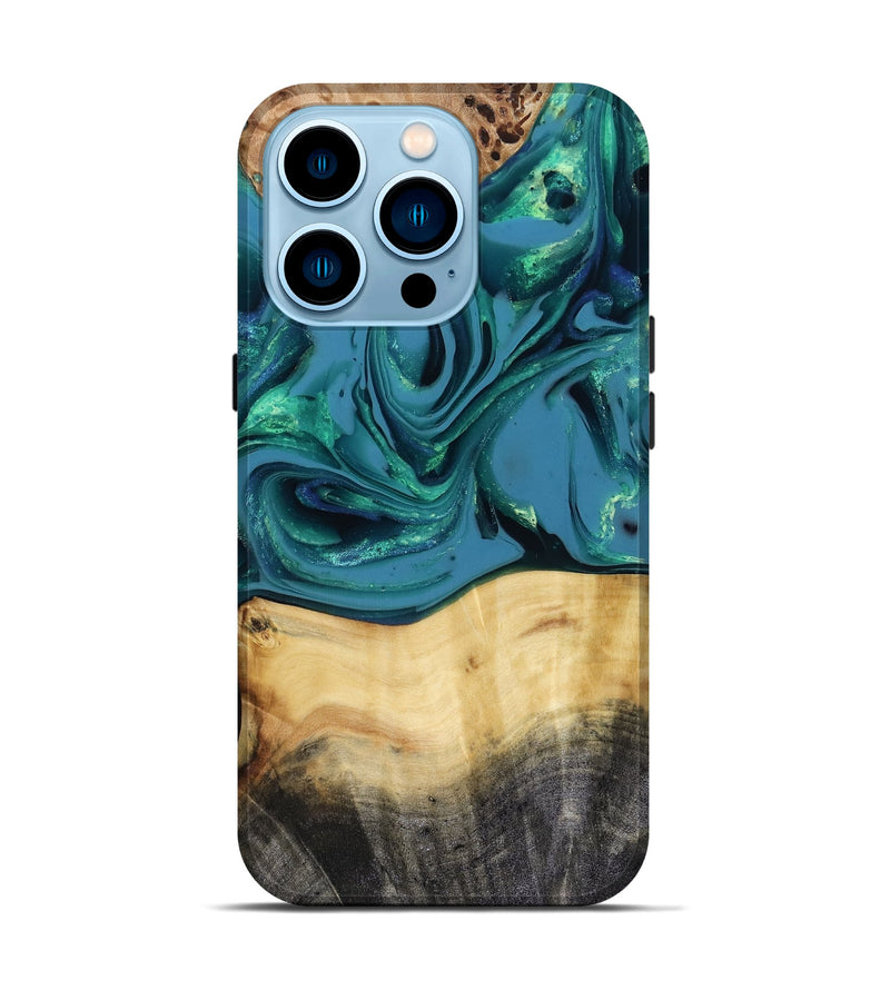 iPhone 14 Pro Wood Live Edge Phone Case - Katlynn (Green, 816249)