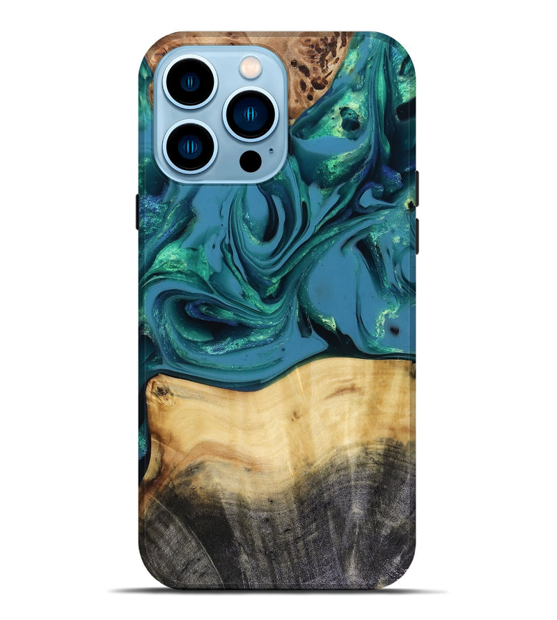 iPhone 14 Pro Max Wood Live Edge Phone Case - Katlynn (Green, 816249)