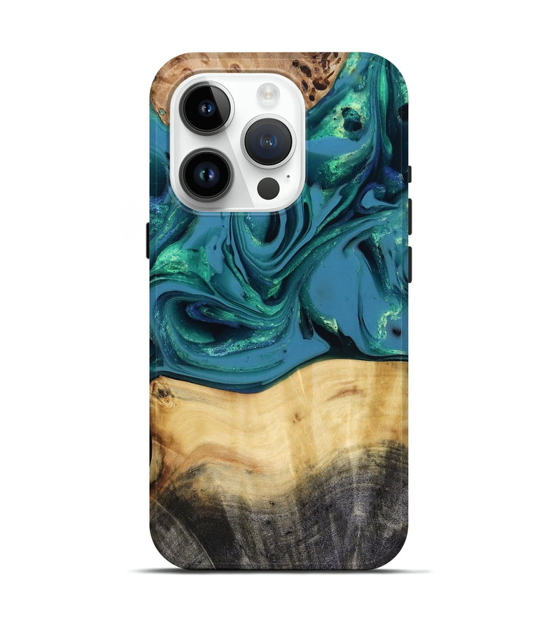 iPhone 15 Pro Wood Live Edge Phone Case - Katlynn (Green, 816249)