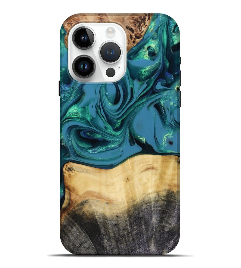 iPhone 15 Pro Max Wood Live Edge Phone Case - Katlynn (Green, 816249)