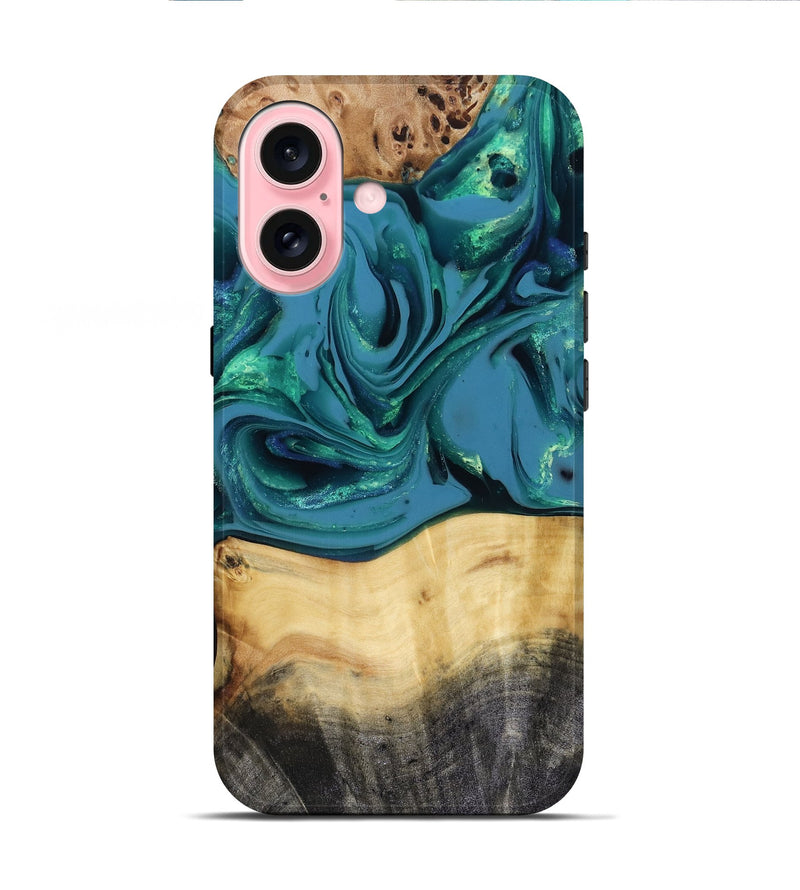 iPhone 16 Wood Live Edge Phone Case - Katlynn (Green, 816249)