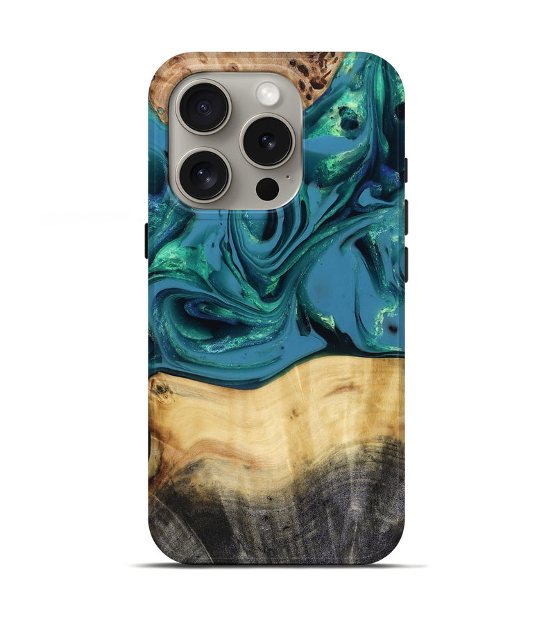 iPhone 16 Pro Wood Live Edge Phone Case - Katlynn (Green, 816249)