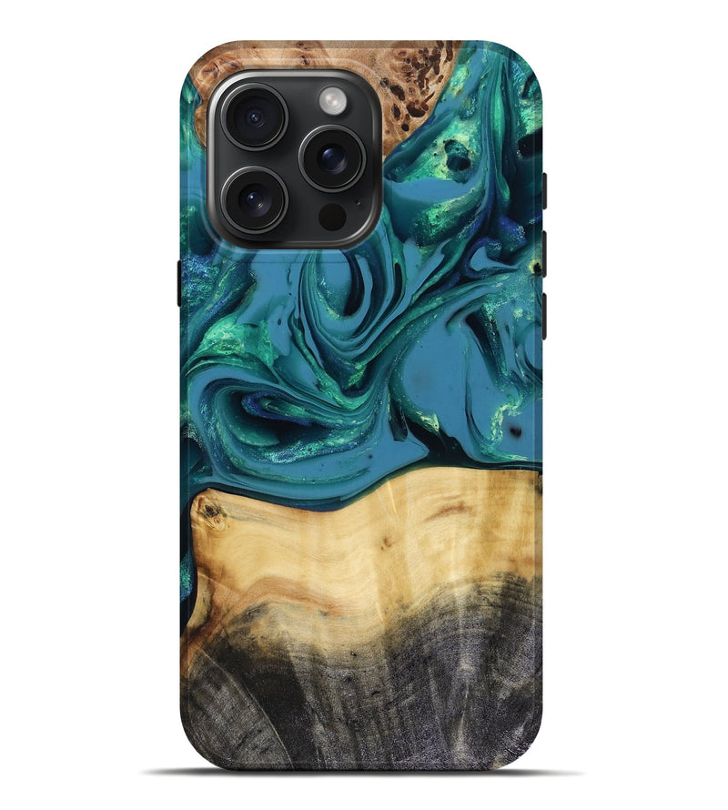 iPhone 16 Pro Max Wood Live Edge Phone Case - Katlynn (Green, 816249)