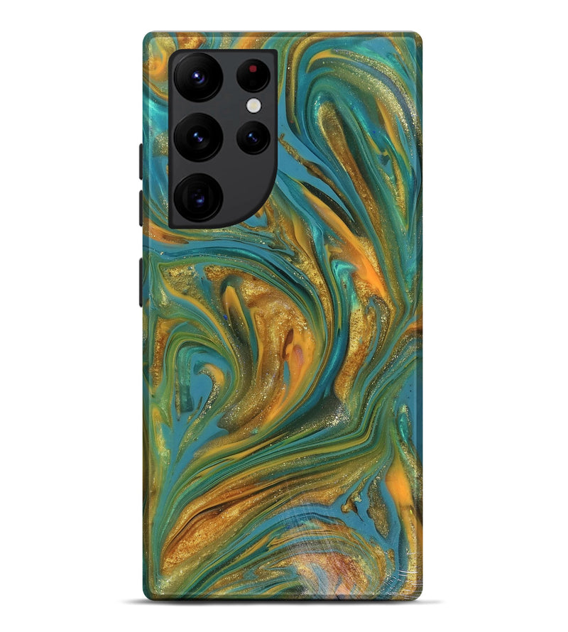 Galaxy S22 Ultra ResinArt Live Edge Phone Case - Andy (Teal & Gold, 816250)