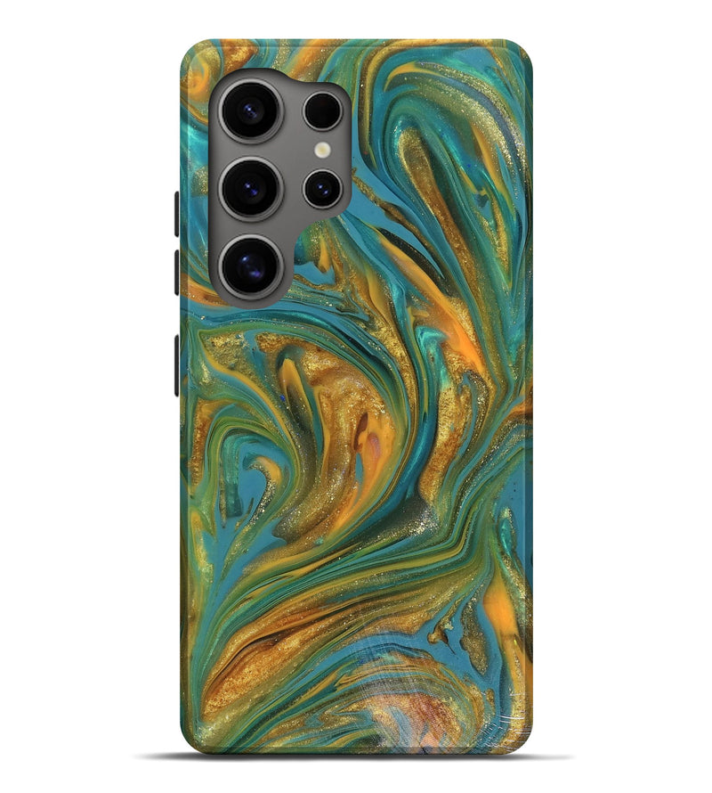 Galaxy S25 Ultra ResinArt Live Edge Phone Case - Andy (Teal & Gold, 816250)