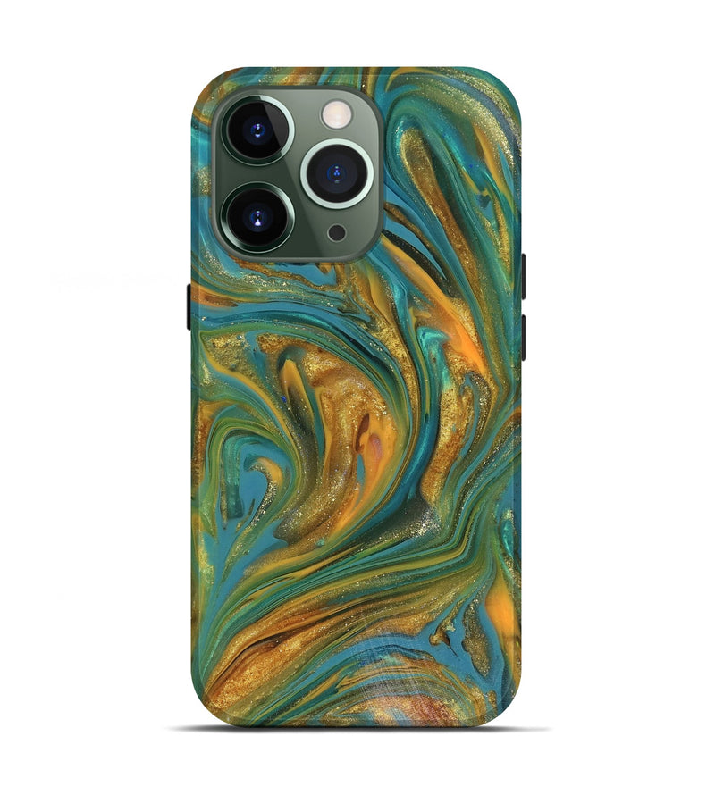 iPhone 13 Pro ResinArt Live Edge Phone Case - Andy (Teal & Gold, 816250)
