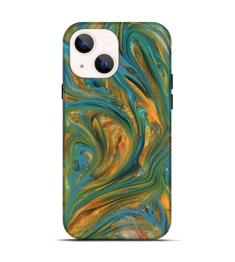 iPhone 14 ResinArt Live Edge Phone Case - Andy (Teal & Gold, 816250)