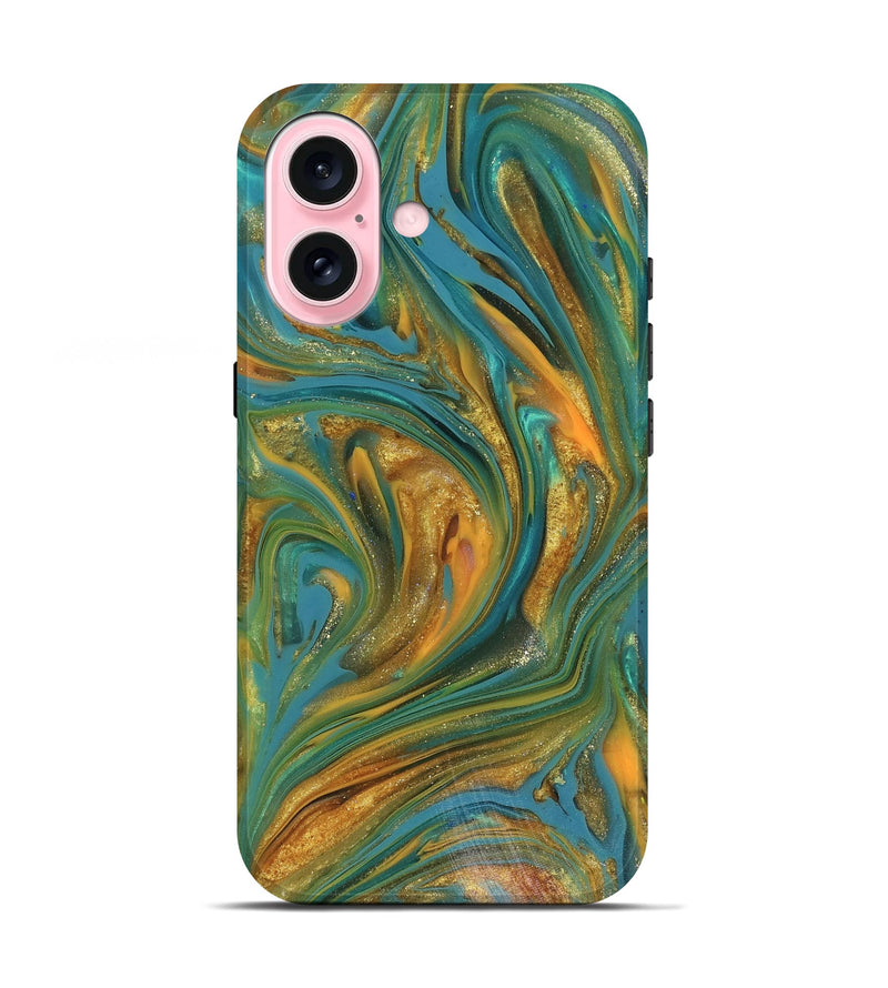 iPhone 17 ResinArt Live Edge Phone Case - Andy (Teal & Gold, 816250)