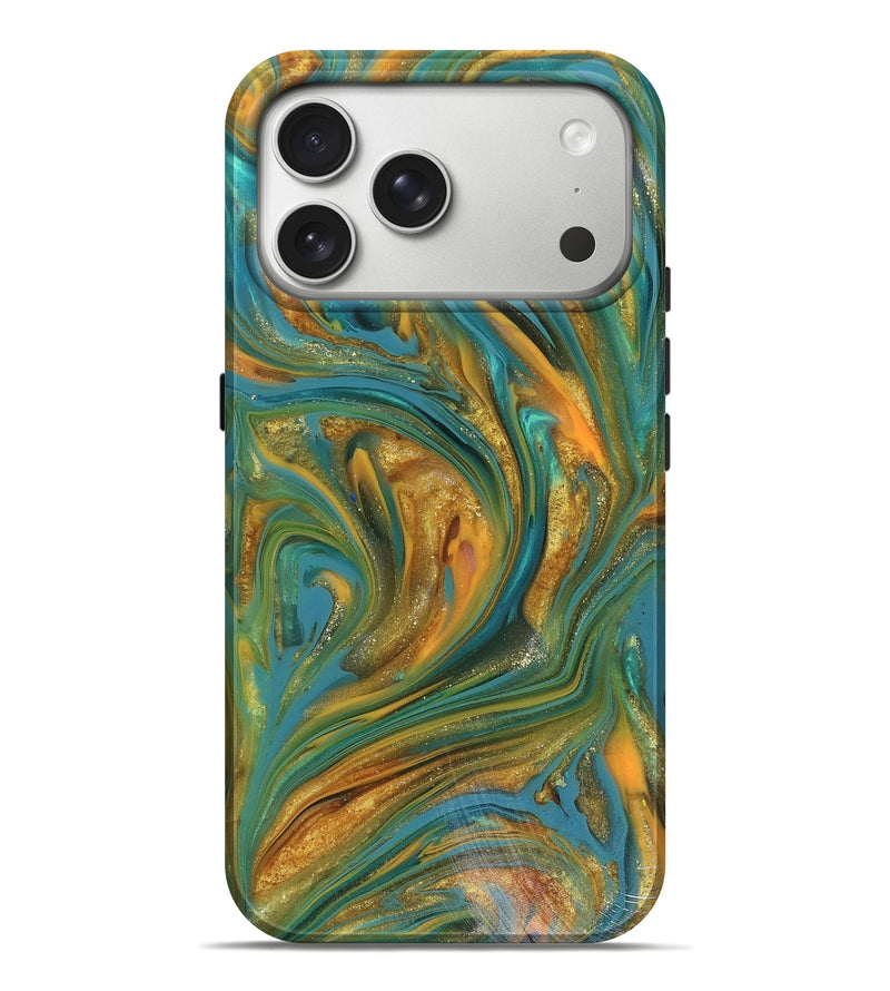 iPhone 17 Pro Max ResinArt Live Edge Phone Case - Andy (Teal & Gold, 816250)