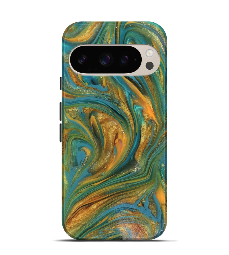 Pixel 10 Pro ResinArt Live Edge Phone Case - Andy (Teal & Gold, 816250)
