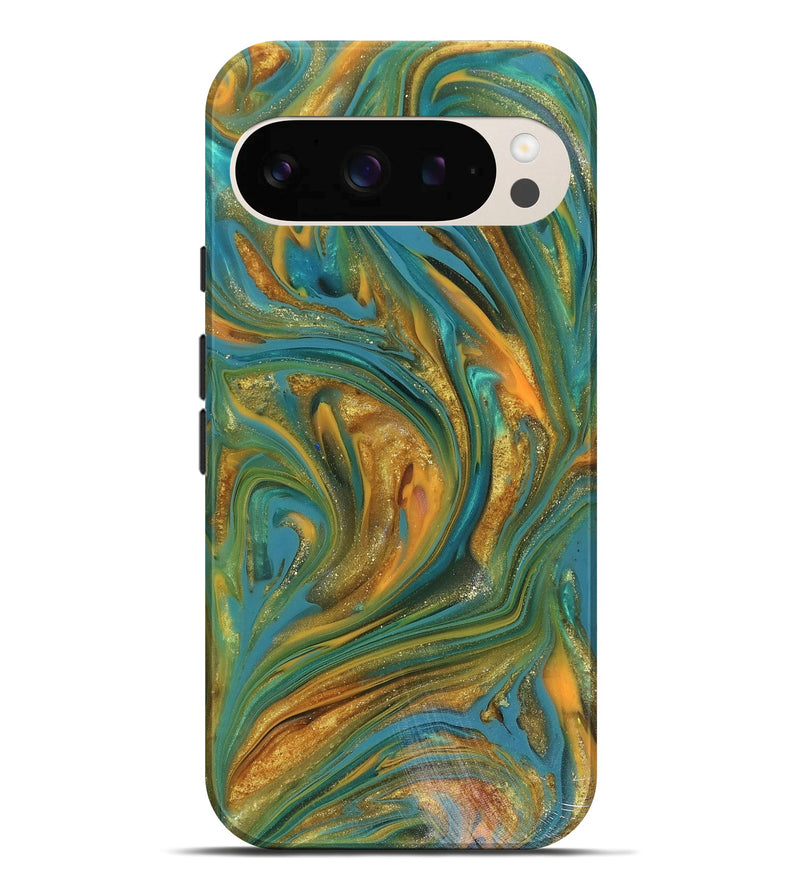 Pixel 10 Pro XL ResinArt Live Edge Phone Case - Andy (Teal & Gold, 816250)