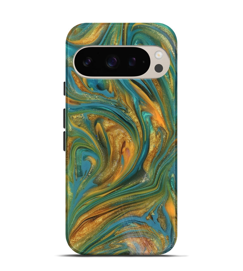 Pixel 9 Pro ResinArt Live Edge Phone Case - Andy (Teal & Gold, 816250)