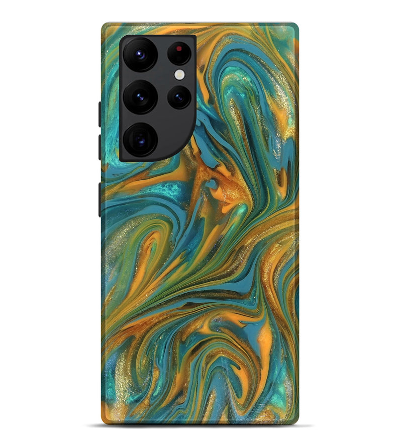 Galaxy S22 Ultra ResinArt Live Edge Phone Case - Roxie (Teal & Gold, 816256)