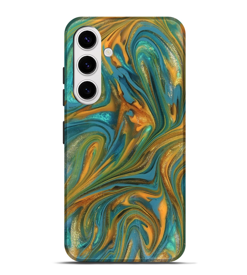 Galaxy S25 Plus ResinArt Live Edge Phone Case - Roxie (Teal & Gold, 816256)