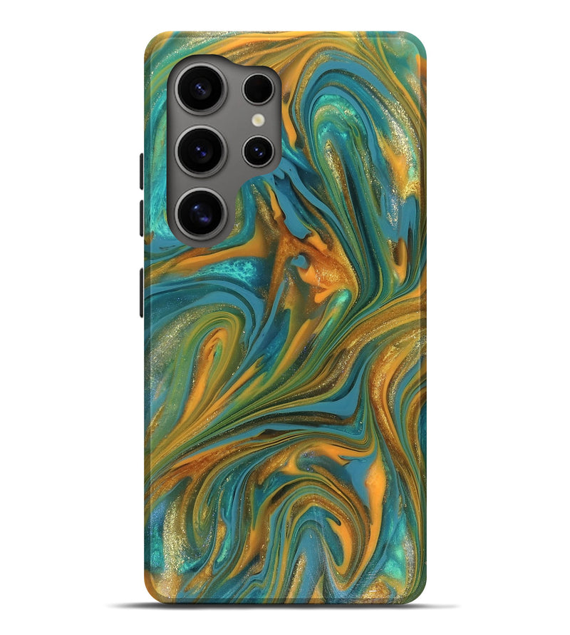 Galaxy S25 Ultra ResinArt Live Edge Phone Case - Roxie (Teal & Gold, 816256)