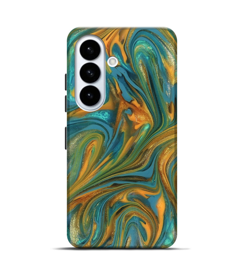 Galaxy S26 ResinArt Live Edge Phone Case - Roxie (Teal & Gold, 816256)